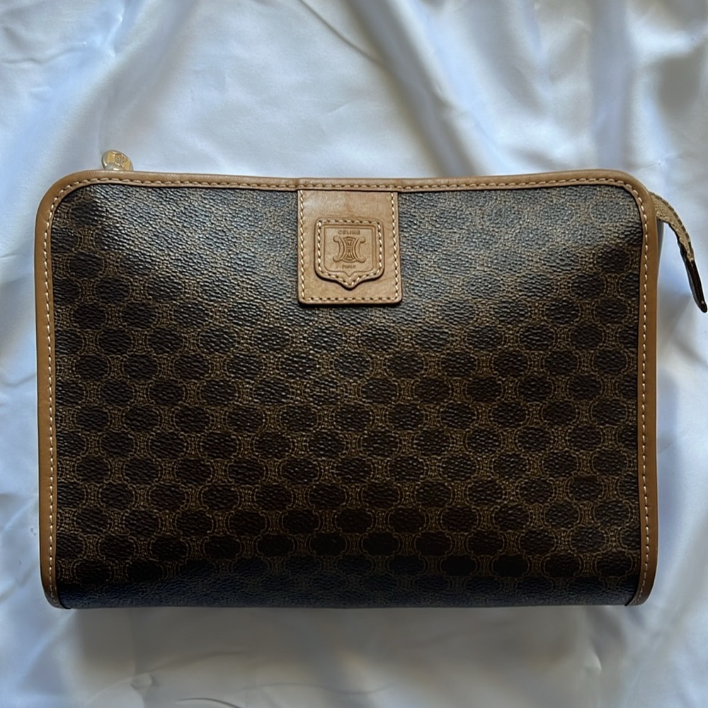 EUC Celine vintage macadam toiletries cosmetics pouch or clutch authentic